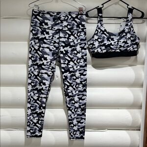 SHEIN Black, White & Gray Camo Active Set